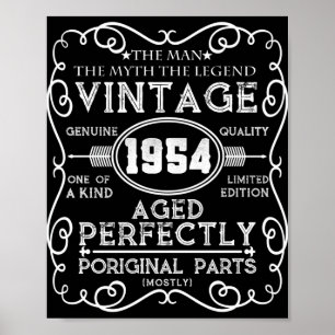 Vintag 1954 Man Myth Legend 67. Geburtstag Poster