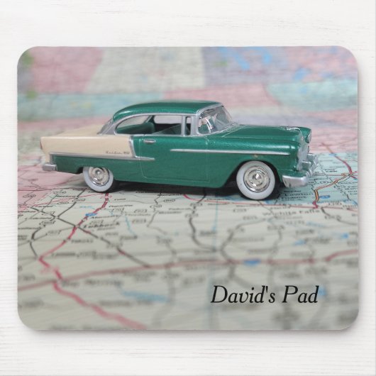 Vintag 1955 Auto auf Karte Mousepad (Vorne)