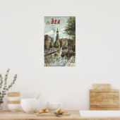 Vintag 1956 Fly BEA Amsterdam UK Travel Poster (Küche)