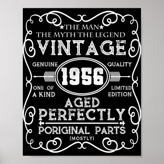 Vintag 1956 Man Myth Legend 65. Geburtstag Poster (Vorne)