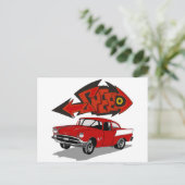 Vintag 1957 Chevy mit Grafitti Textgeschwindigkeit Postkarte (Stehend Vorderseite)