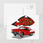 Vintag 1957 Chevy mit Grafitti Textgeschwindigkeit Postkarte (Vorne/Hinten)