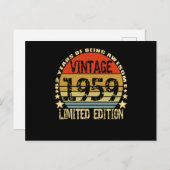Vintag 1959 Limited Edition 62 Jahre Postkarte (Vorne/Hinten)