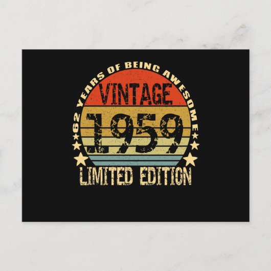 Vintag 1959 Limited Edition 62 Jahre Postkarte (Vorderseite)