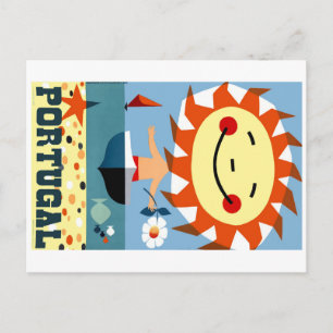 Vintag 1959 Portugal Seaside Travel Poster Postkarte