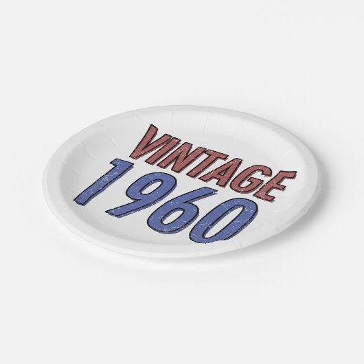 Vintag 1960, 60. Geburtstag Pappteller (Schrägansicht)