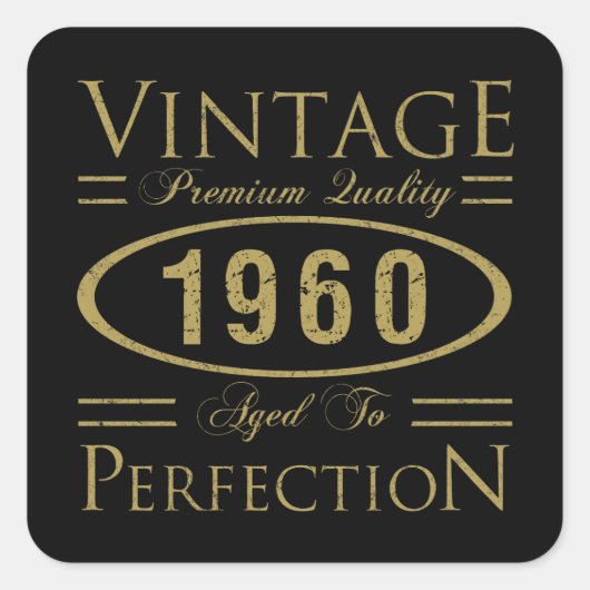 Vintag 1960 60. Geburtstag Premium Qualität Quadratischer Aufkleber (Vorderseite)