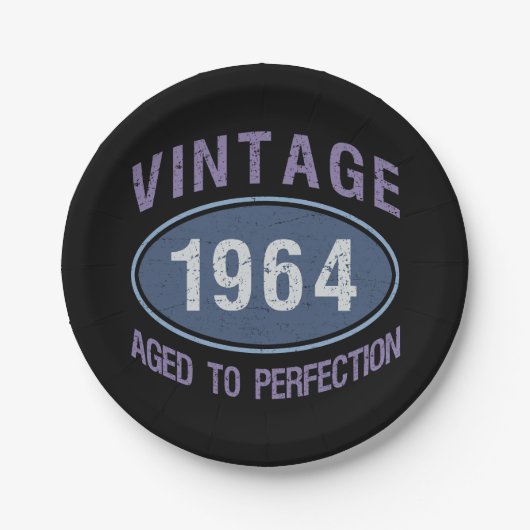 Vintag 1964 60. Geburtstag Pappteller (Vorderseite)
