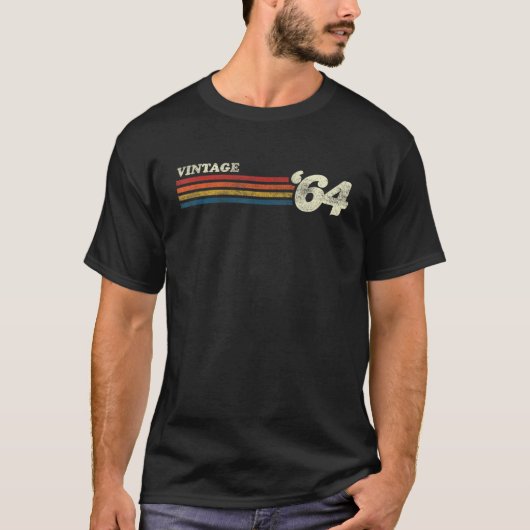 Vintag 1964 Bruststreifen 58 Geburtstag T-Shirt (Vorderseite)