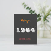 Vintag 1964 limitierte Auflage 60. Geburtstagsgesc Postkarte (Stehend Vorderseite)