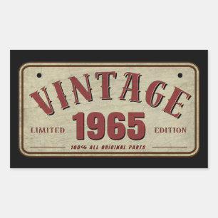 Vintag 1965 Limited Edition Alle Originalteile Rechteckiger Aufkleber