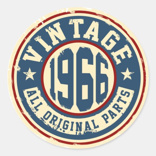 Vintag 1966 Alle Originalteile Runder Aufkleber (Vorderseite)