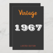 Vintag 1967 Limited Edition Einladung zum Geburtst (Vorne/Hinten)