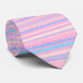 Vintag 1970 Fett Streifen Bubblegum Satin Necktie Krawatte (Gerollt)
