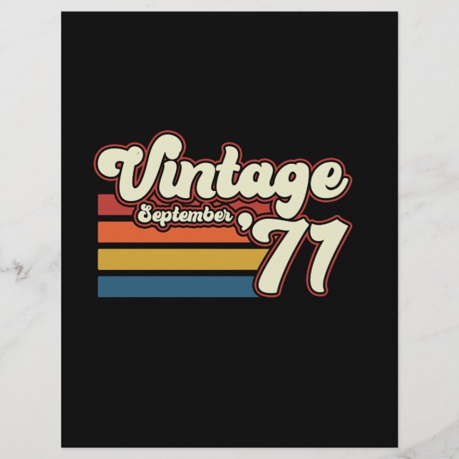Vintag 1971 50. Geburtstag Briefbogen (Vorderseite)