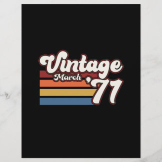 Vintag 1971 50. Geburtstag März Flyer