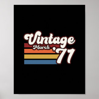 Vintag 1971 50. Geburtstag März Poster