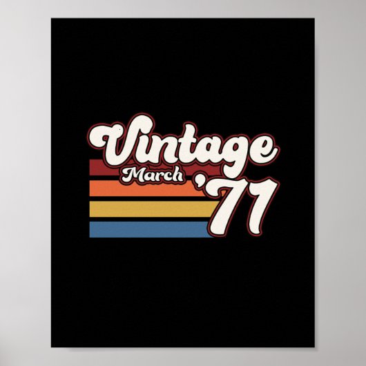 Vintag 1971 50. Geburtstag März Poster (Vorne)