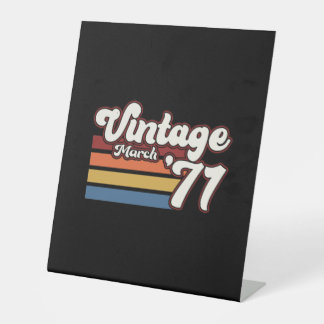 Vintag 1971 50. Geburtstag März Sockelschild