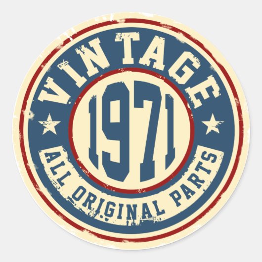 Vintag 1971 Gesamter Originalteil Runder Aufkleber (Vorderseite)