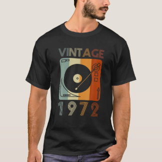 Vintag 1972 Retro Record Player Geburtstag Vinyl D T-Shirt