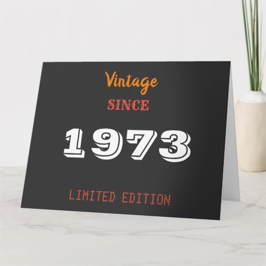 Vintag 1973 Jahr limitierte Auflage 50. Geburtstag Karte (Vorderseite)
