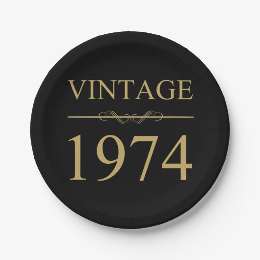 Vintag 1974 50. Geburtstag Pappteller (Vorderseite)