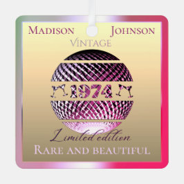 Vintag 1974 50. Geburtstag pink Ornament Aus Metall