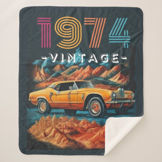 Vintag 1974 cooles Auto Sherpa Blanket Sherpadecke (Vorderseite)