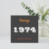 Vintag 1974 Limited Edition 52. Geburtstag Einladung (Stehend Vorderseite)