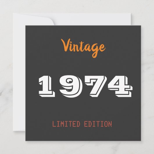 Vintag 1974 Limited Edition 52. Geburtstag Einladung (Vorderseite)