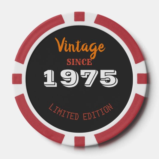Vintag 1975 Jahre limitierte Auflage 50. Geburtsta Pokerchips (Vorderseite)