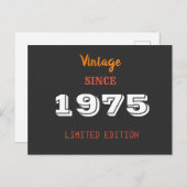 Vintag 1975 Limited Edition 50. Geburtstag Einladungspostkarte (Vorne/Hinten)