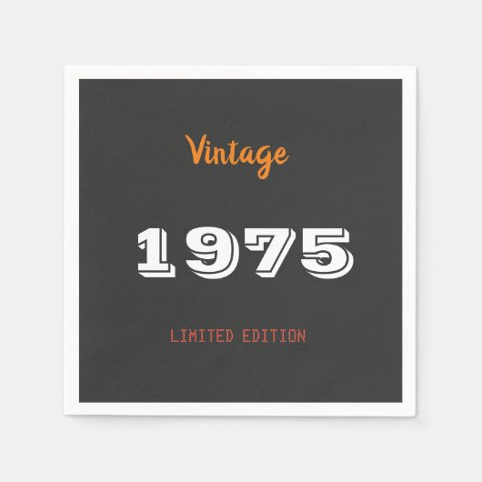 Vintag 1975 Limited Edition 50. Geburtstag Napkins Serviette (Vorderseite)