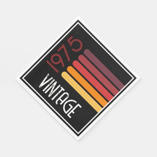 Vintag 1975 Retro Stripe Sun 50. Geburtstag Serviette (Ecke)
