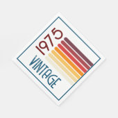 Vintag 1975 Retro Stripe Sun 50. Geburtstag Serviette (Ecke)