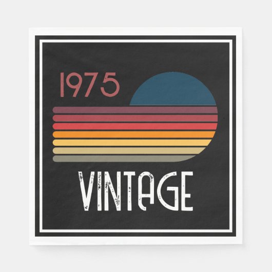 Vintag 1975 Retro Stripe Sun 50. Geburtstag Serviette (Vorderseite)