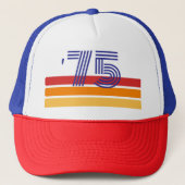 Vintag 1975 Retro Stripe Sun 50. Geburtstag Truckerkappe (Vorderseite)