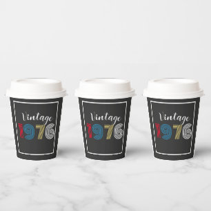 Vintag 1976 Retro Stripe Nummer 50. Geburtstag Pappbecher