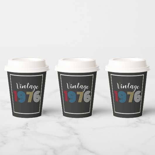 Vintag 1976 Retro Stripe Nummer 50. Geburtstag Pappbecher (Multi)