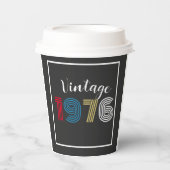 Vintag 1976 Retro Stripe Nummer 50. Geburtstag Pappbecher (Vorderseite)