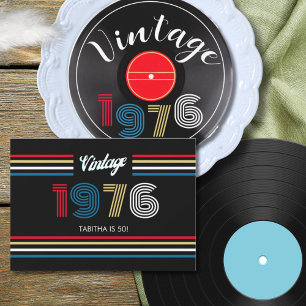 Vintag 1976 Retro Stripe Record 50. Geburtstag Einladung
