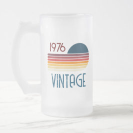 Vintag 1976 Retro Stripe Sun 50. Geburtstag Mattglas Bierglas
