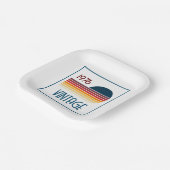 Vintag 1976 Retro Stripe Sun 50. Geburtstag Pappteller (Gewinkelt)