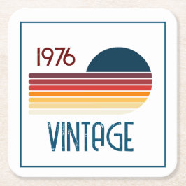 Vintag 1976 Retro Stripe Sun 50. Geburtstag Rechteckiger Pappuntersetzer