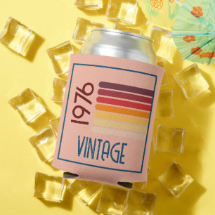 Vintag 1976 Retro Stripe Sun 50. Geburtstag Rosa Dosenkühler