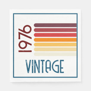 Vintag 1976 Retro Stripe Sun 50. Geburtstag Serviette