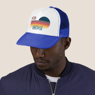 Vintag 1976 Retro Stripe Sun 50. Geburtstag Truckerkappe