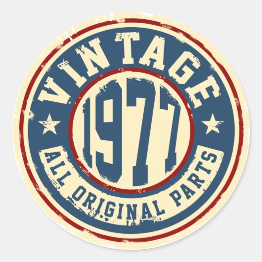 Vintag 1977 Alle Originalteile Runder Aufkleber (Vorderseite)