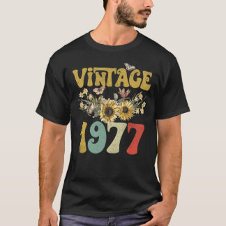 Vintag 1977 Sonnenblume Butterfly Retro Groovy 46. T-Shirt